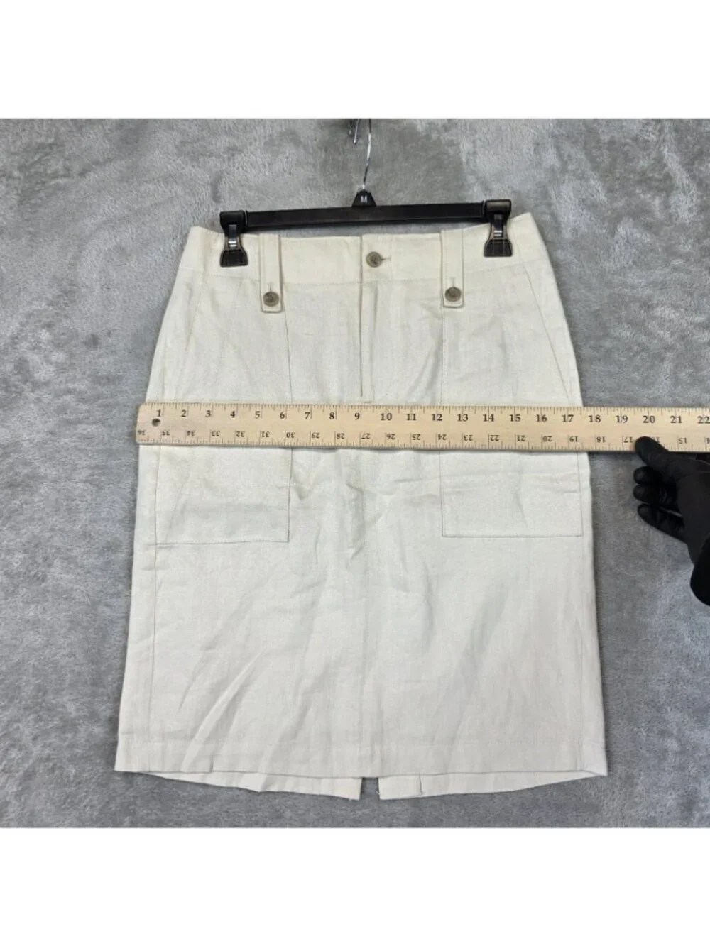 J Crew Skirt Womens 0 Cream Linen Pencil Knee Length Pockets Lined Zip Office - Picture 10 of 10